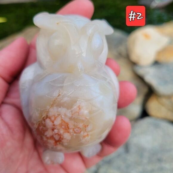Flower Agate Owl - Picture 6 of 7